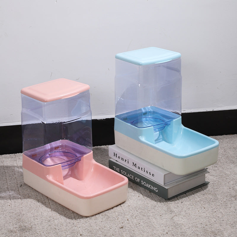 KFX-4364989 Portable Automatic Pet Feeder and Water Dispenser for Cats - Blue, Pink, Gray