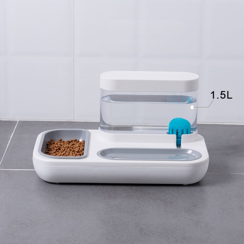 KFX-4369085 Automatic Pet Water Feeding Double Bowl with 1.5L Capacity for Cats and Dogs