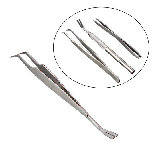 KFX-4370365 Stainless Steel Tick Removal Tweezers for Dogs and Cats with Black PVC Bag