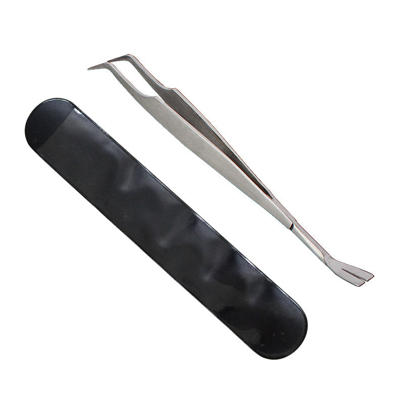 KFX-4370365 Stainless Steel Tick Removal Tweezers for Dogs and Cats with Black PVC Bag