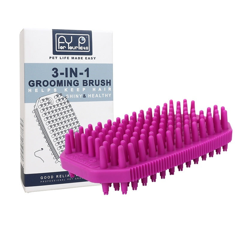 KFX-4370493 Pet Bath Massage Comb for Dogs - TPR Dual Use Hair Removal Brush in Multiple Colors
