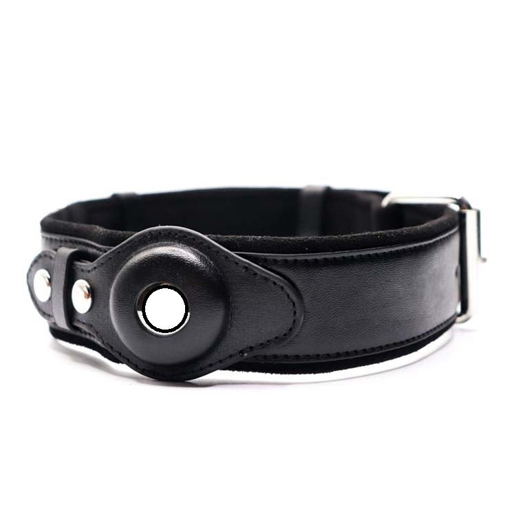 KFX-4370877 Leather Dog Collar with Location Tracker - Black, Army Green, Orange, Sizes S to L