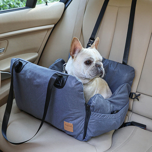 KFX-4378685 Portable Airbag Pet Bed for Vehicles – Black and Grey Polyester Nest