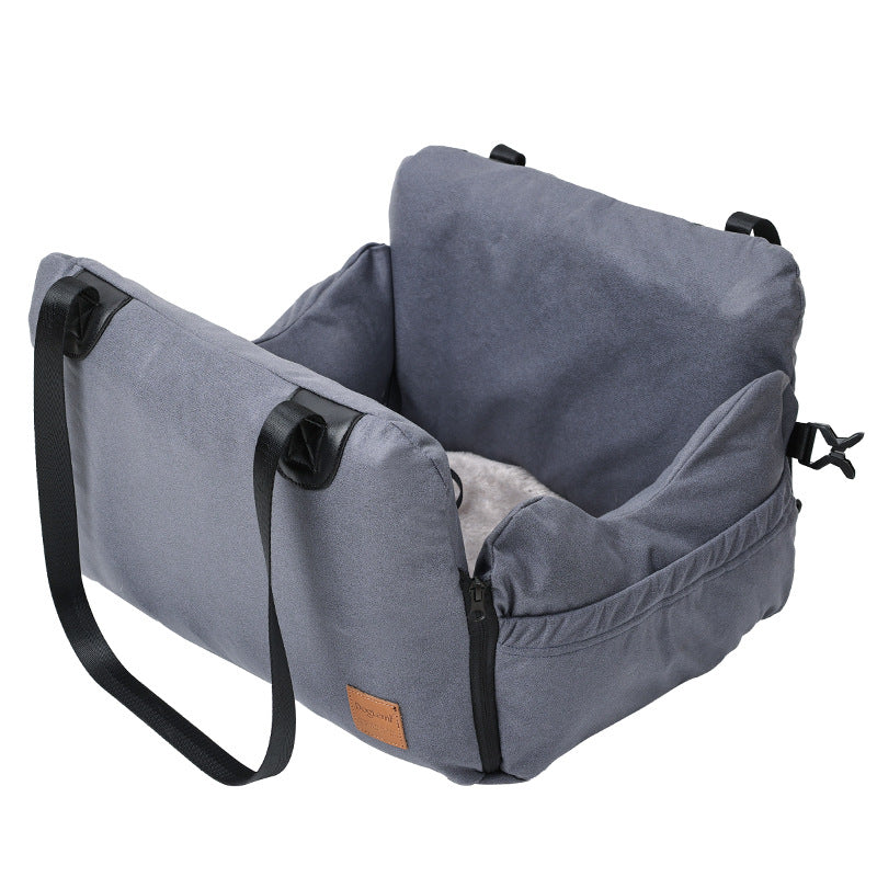 KFX-4378685 Portable Airbag Pet Bed for Vehicles – Black and Grey Polyester Nest
