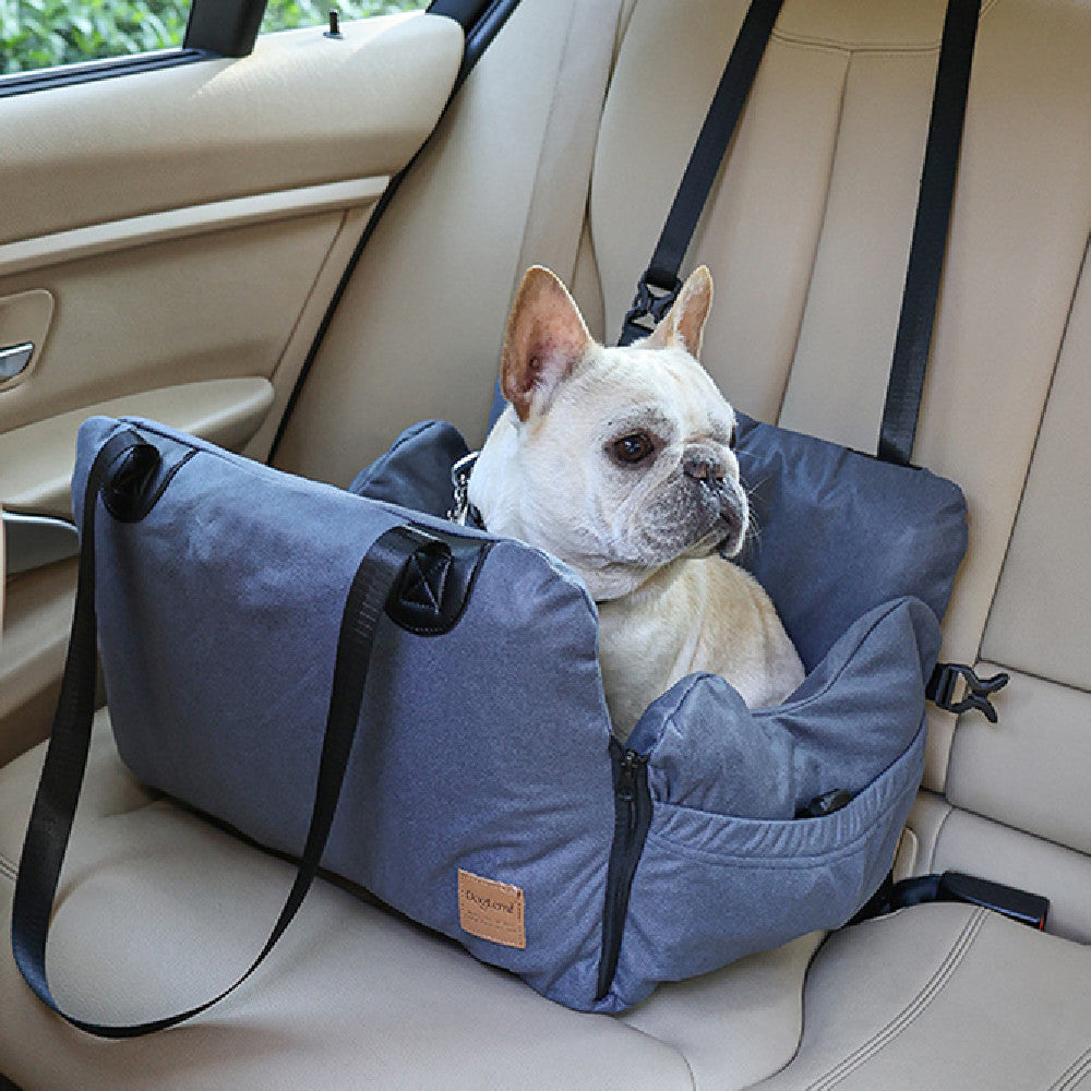 KFX-4378685 Portable Airbag Pet Bed for Vehicles – Black and Grey Polyester Nest