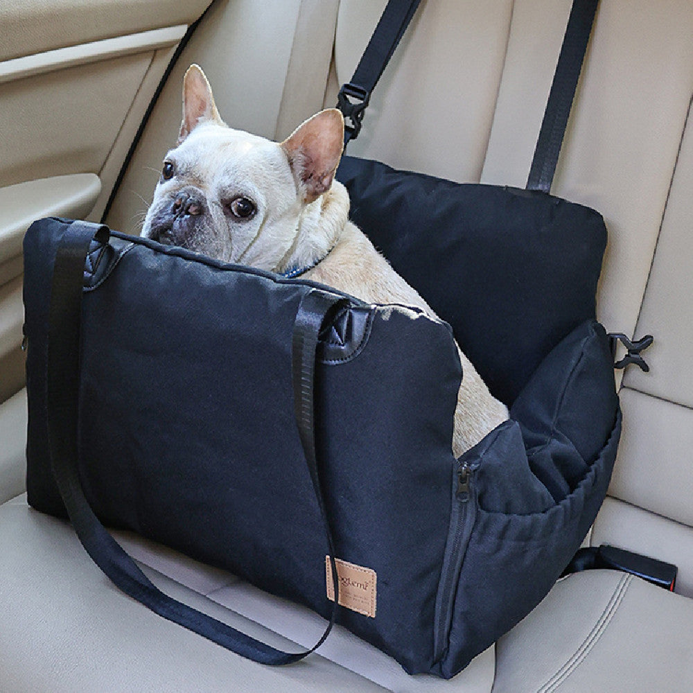 KFX-4378685 Portable Airbag Pet Bed for Vehicles – Black and Grey Polyester Nest