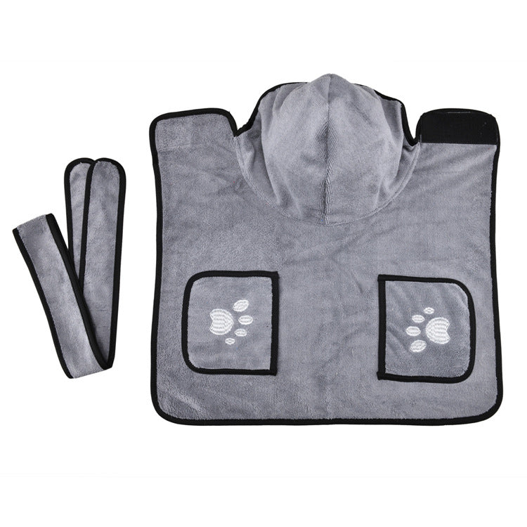 KFX-4380093 Super Absorbent Dog Towel Bathrobe for Medium and Large Dogs - Adjustable Fit and Easy Wear
