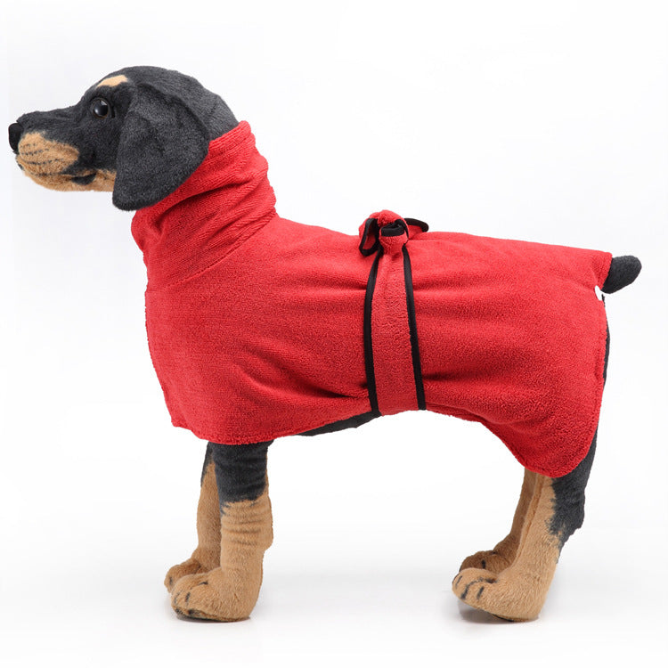KFX-4380093 Super Absorbent Dog Towel Bathrobe for Medium and Large Dogs - Adjustable Fit and Easy Wear