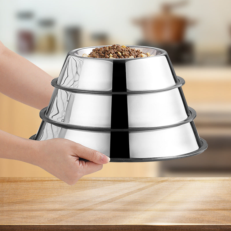 KFX-4380605 Stainless Steel Non-Slip Dog Bowl - Anti-Fall Design for Pets