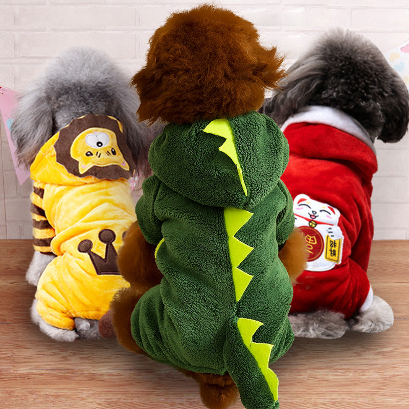 KFX-4384573 Cozy Cartoon Coral Fleece Dog Costumes for Autumn and Winter