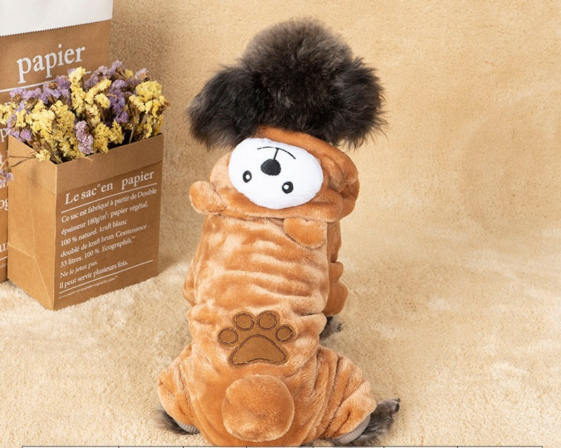 KFX-4384573 Cozy Cartoon Coral Fleece Dog Costumes for Autumn and Winter