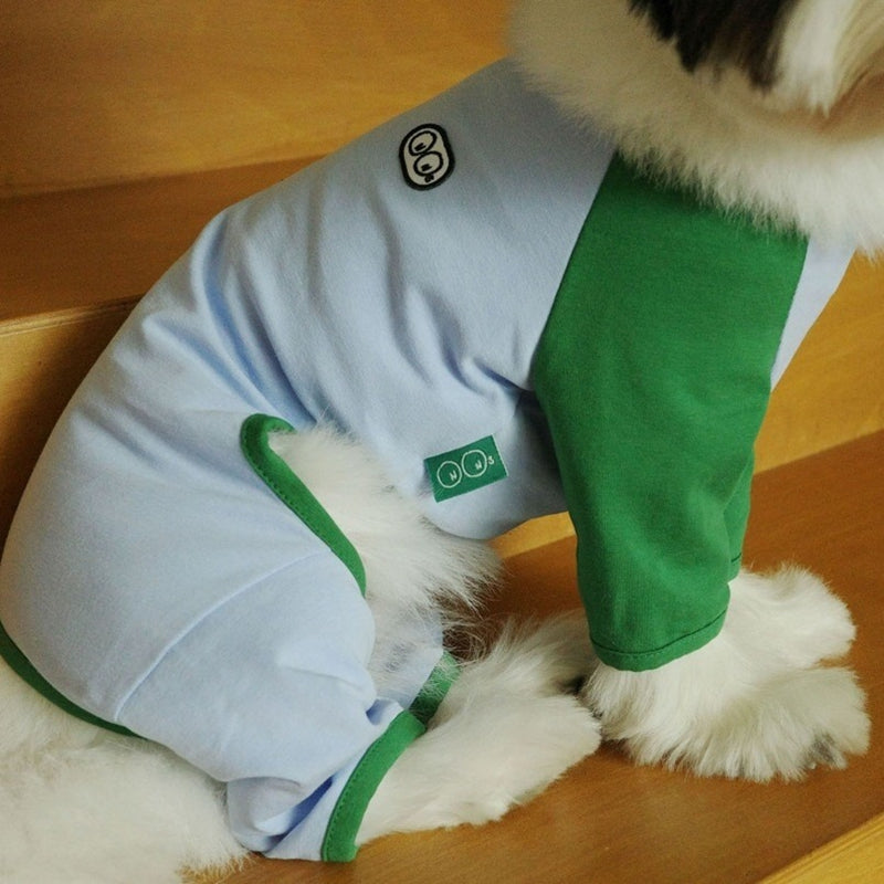 KFX-4384957 Cozy Fleece Pet Jumpsuits for Small Dogs and Cats - Cute Cartoon Patch Design
