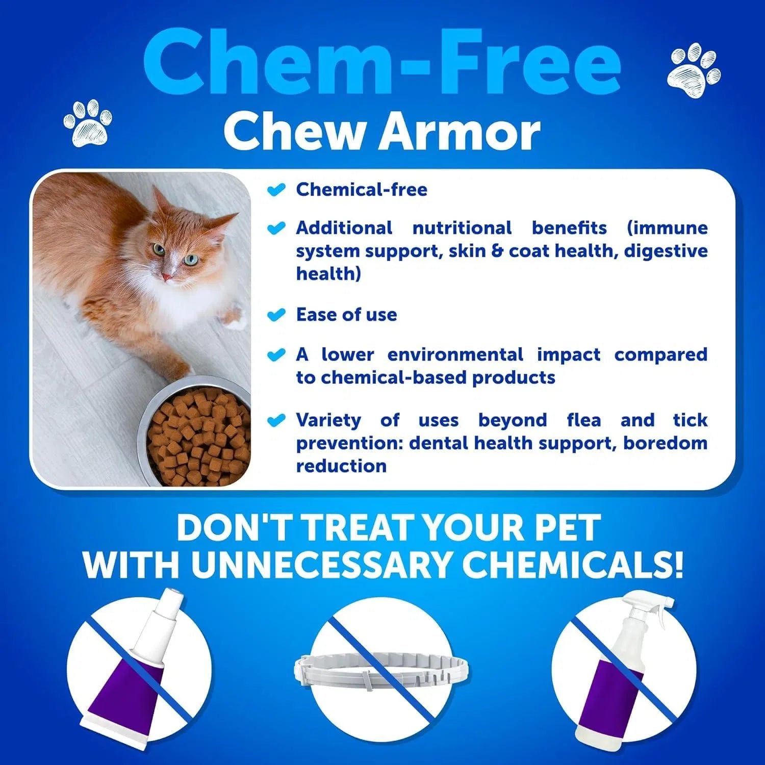 KFX-4386237 Natural Flea and Tick Prevention Soft Chews for Cats and Kittens, Daily Vitamin Supplement, 135 Treats
