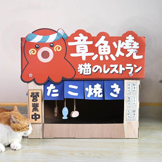 KFX-4386365 Japanese Style Cat Scratch Board with Grilled Octopus Ball Design