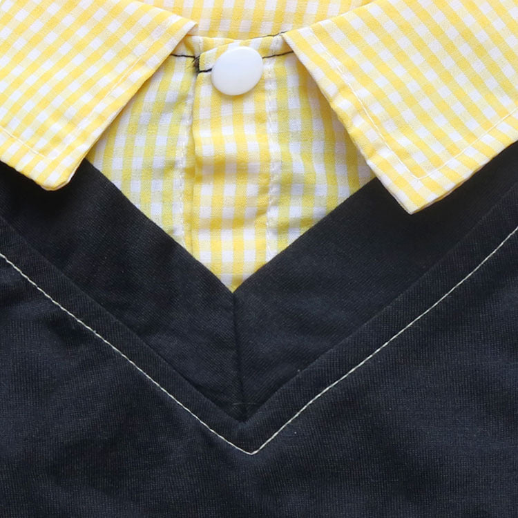 KFX-4386749 Small Dog Teddy Printed Plaid Collar T-Shirt - Black/Pink, Black/Yellow, Black/Blue