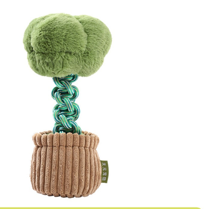 KFX-4387005 Durable Dog Teether Knot Toy - Bite-resistant Polyester in Mushroom and Broccoli Colors