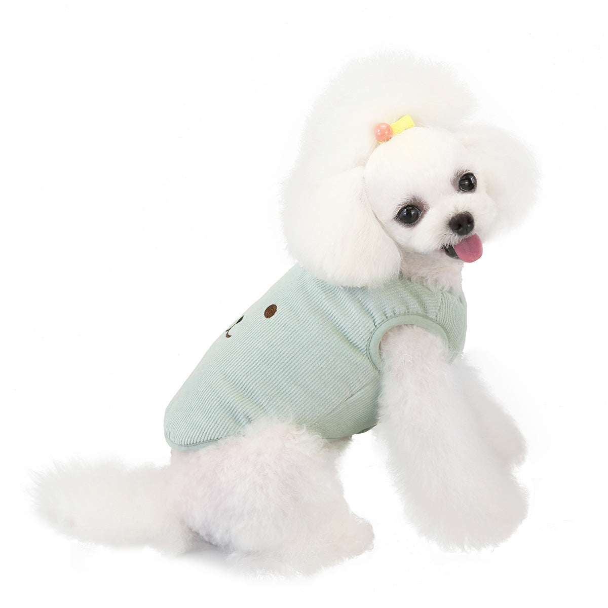 KFX-4392509 Cozy Cotton Pet Dog Vest with Bear Embroidery for Autumn and Winter
