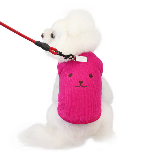 KFX-4392509 Cozy Cotton Pet Dog Vest with Bear Embroidery for Autumn and Winter
