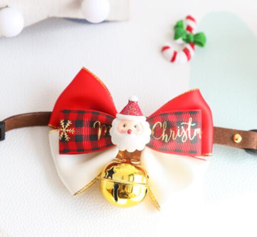 KFX-4393917 Snowflake Christmas Red Plaid Adjustable Pet Bow Tie in Various Styles