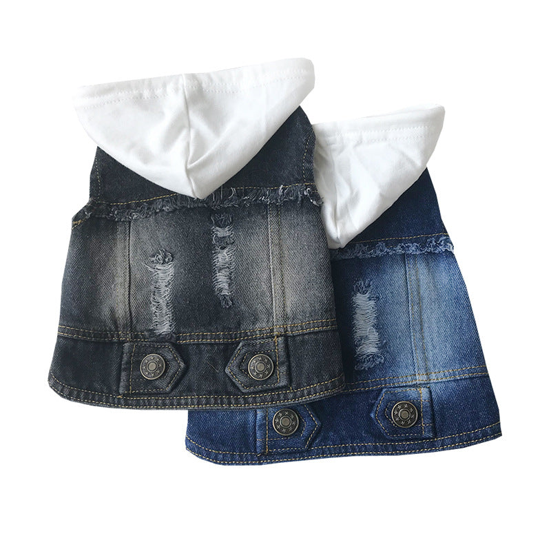 KFX-4394301 Washed Denim Casual Vest in Blue and Black, Sizes S to 4XL