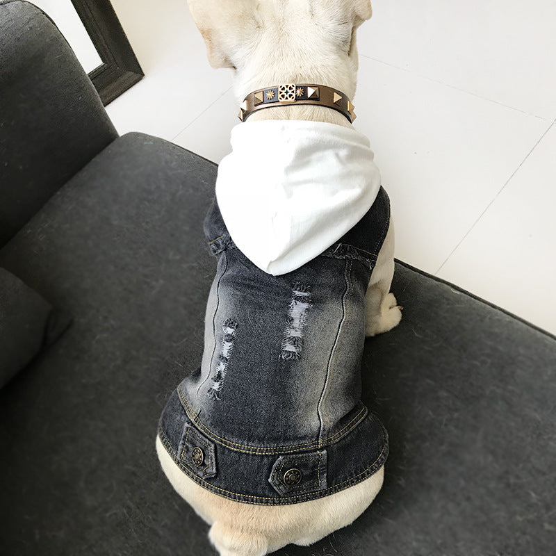 KFX-4394301 Washed Denim Casual Vest in Blue and Black, Sizes S to 4XL