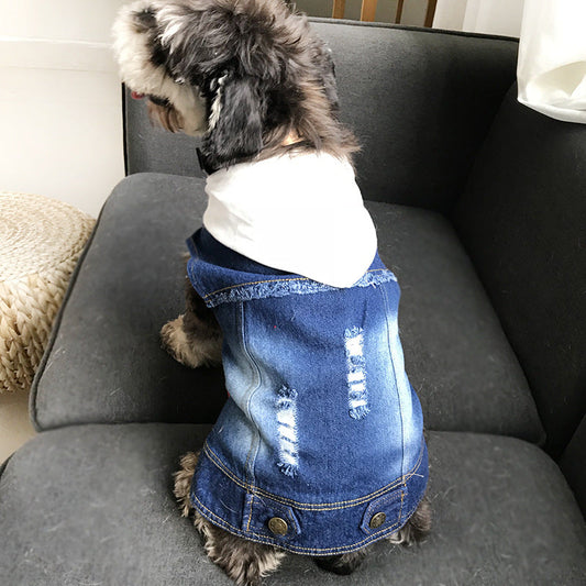 KFX-4394301 Washed Denim Casual Vest in Blue and Black, Sizes S to 4XL