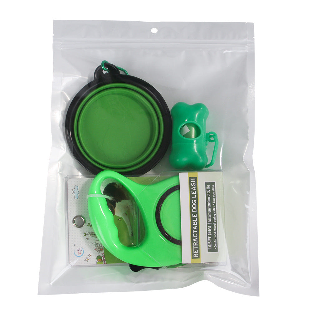 KFX-4395709 Folding Dog Bowl with Traction Rope Set for Easy Outdoor Adventures