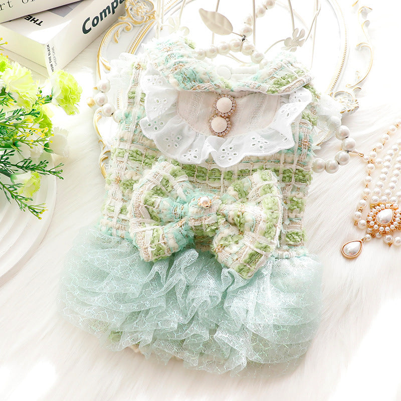 KFX-4396477 Princess Style Gauze Skirt for Small Dogs in Light Purple, Mint Green, Watermelon Pink