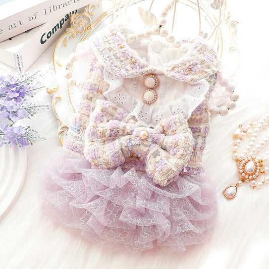 KFX-4396477 Princess Style Gauze Skirt for Small Dogs in Light Purple, Mint Green, Watermelon Pink