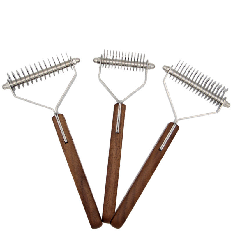 KFX-4397501 Wooden Dog Comb in Beech and Walnut Varieties, Multiple Sizes Available