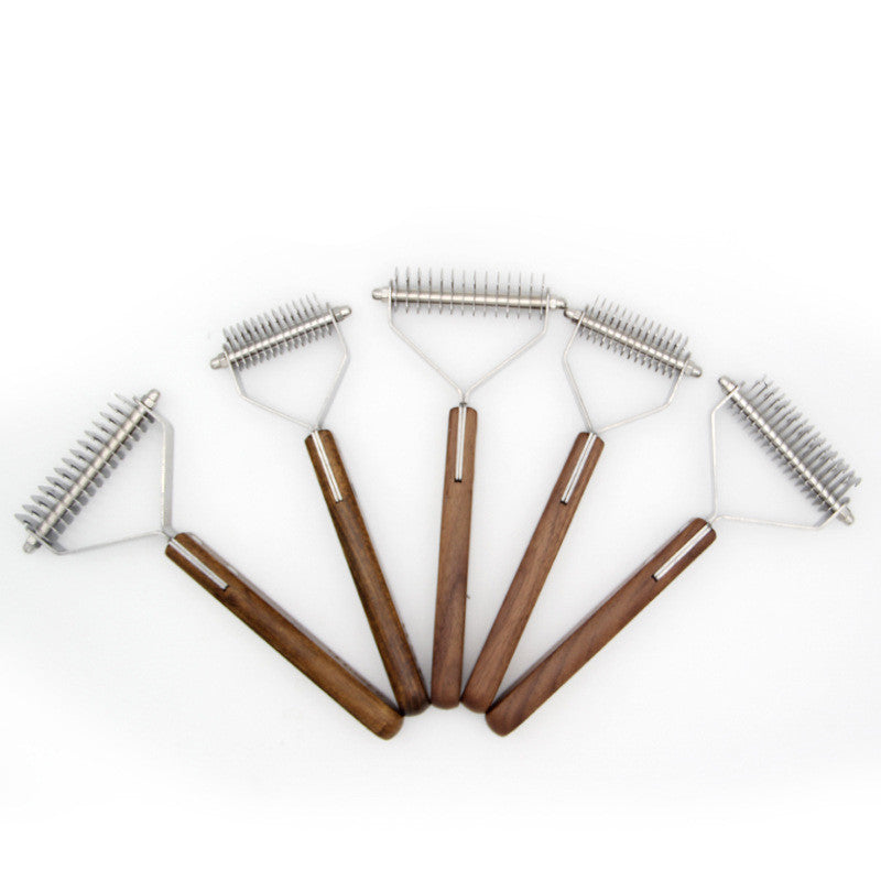 KFX-4397501 Wooden Dog Comb in Beech and Walnut Varieties, Multiple Sizes Available