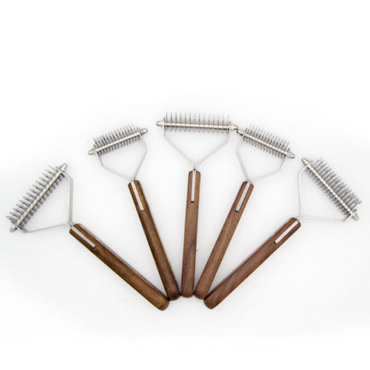 KFX-4397501 Wooden Dog Comb in Beech and Walnut Varieties, Multiple Sizes Available