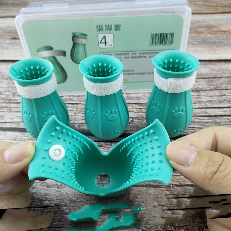 KFX-4398525 Cat Anti-Scratch Silicone Claw Covers for Comfortable Bathing - Non-Slip and Wear-Resistant Footwear