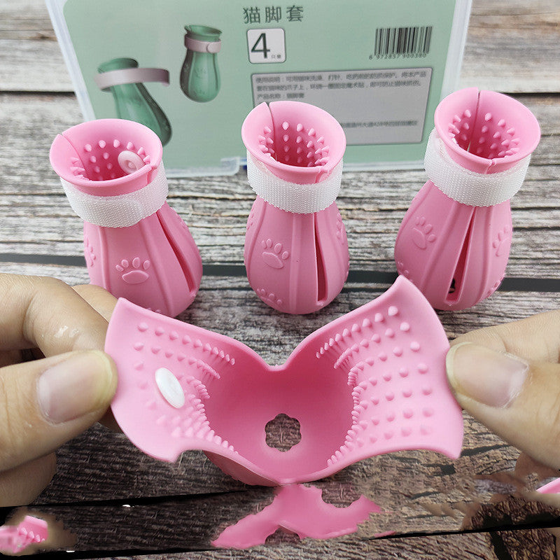 KFX-4398525 Cat Anti-Scratch Silicone Claw Covers for Comfortable Bathing - Non-Slip and Wear-Resistant Footwear