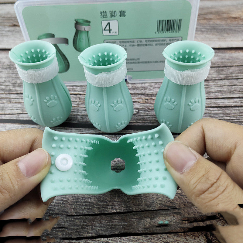 KFX-4398525 Cat Anti-Scratch Silicone Claw Covers for Comfortable Bathing - Non-Slip and Wear-Resistant Footwear