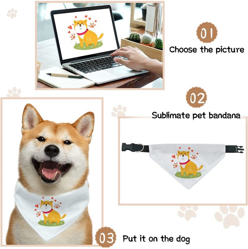 KFX-4399165 Personalized Adjustable Thermal Transfer Dog Scarf - Casual Style, Multiple Sizes Available