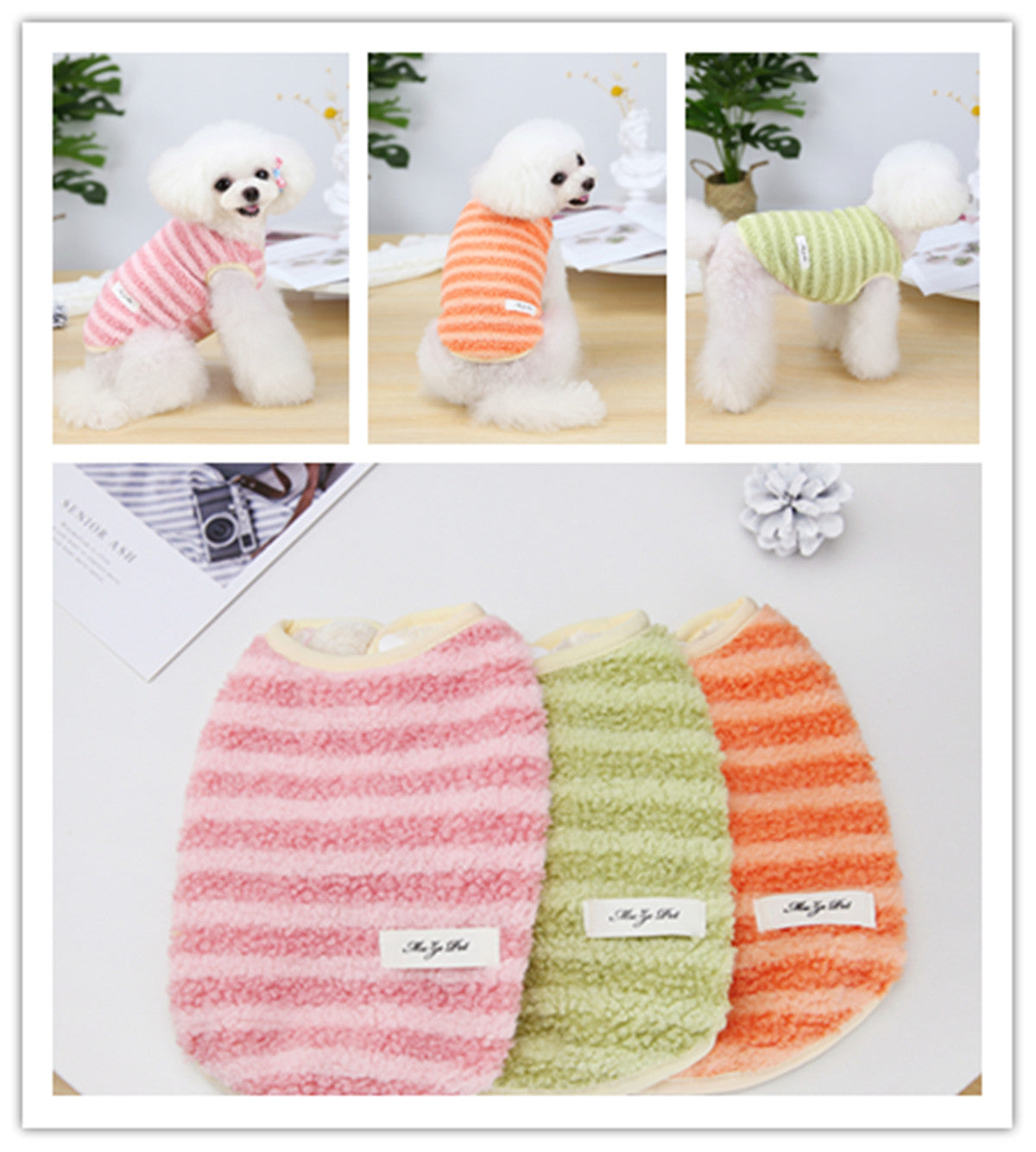 KFX-4400061 Cozy Cotton Fleece Vest for Dogs - Available in Pink, Yellow, Orange, Sizes S to XXL