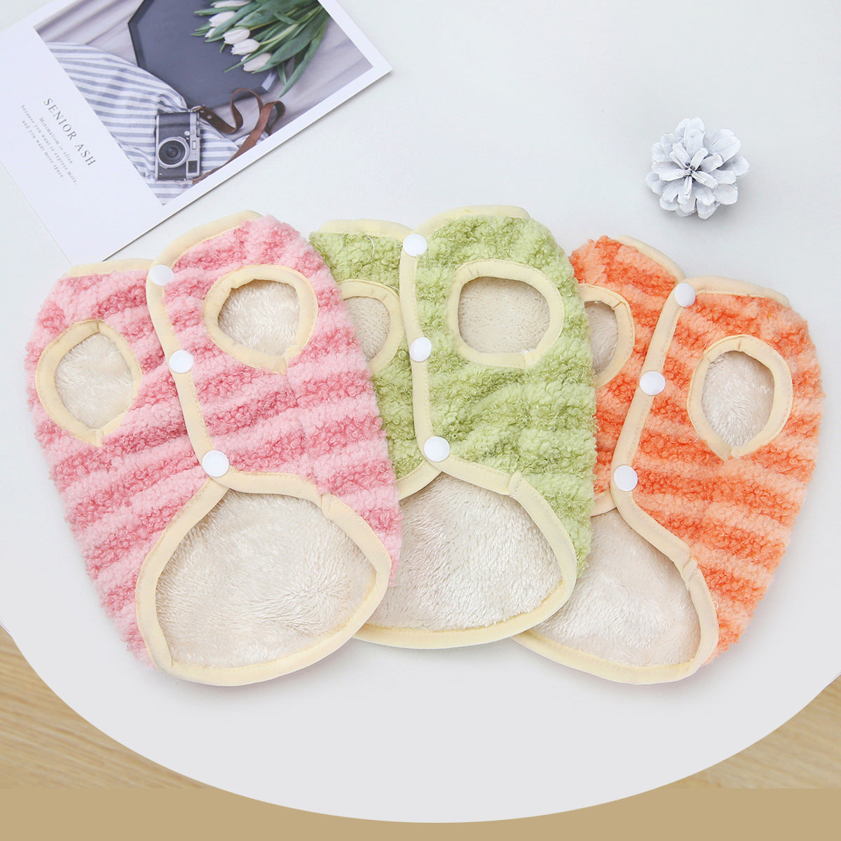 KFX-4400061 Cozy Cotton Fleece Vest for Dogs - Available in Pink, Yellow, Orange, Sizes S to XXL