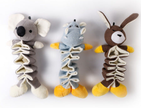 KFX-4401341 Plush Pet Toy: Cotton and Linen Dog Toys in Koala, Kangaroo, and Hippo Designs