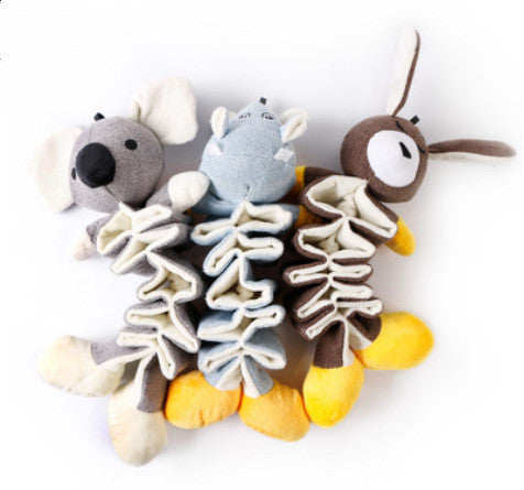 KFX-4401341 Plush Pet Toy: Cotton and Linen Dog Toys in Koala, Kangaroo, and Hippo Designs