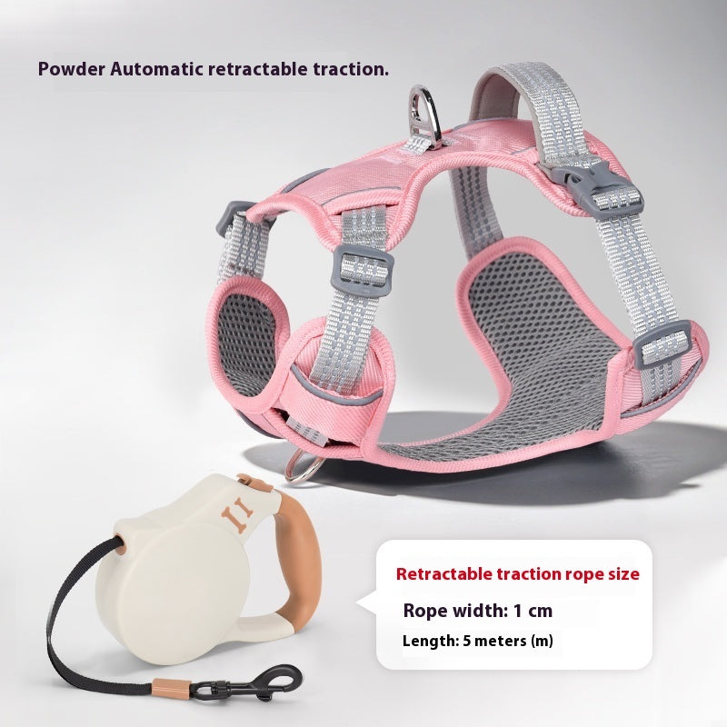 KFX-4402237 Adjustable Dog Leash with Chest Strap and Lead Rope in Various Colors