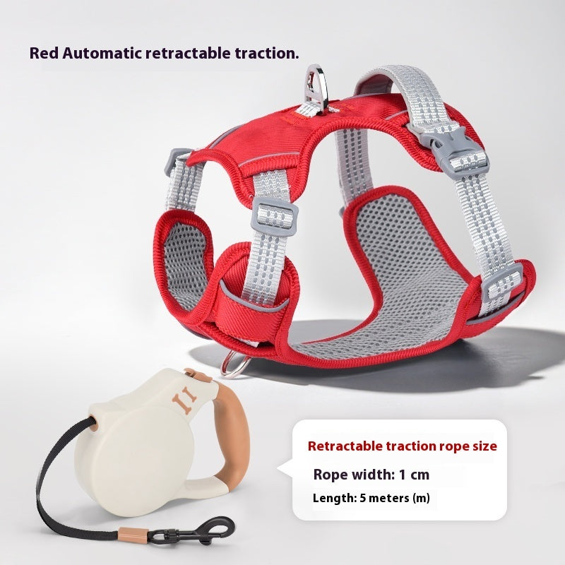 KFX-4402237 Adjustable Dog Leash with Chest Strap and Lead Rope in Various Colors