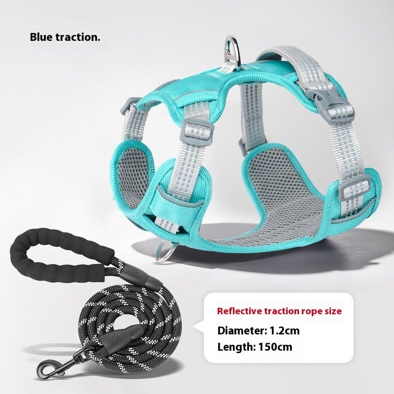 KFX-4402237 Adjustable Dog Leash with Chest Strap and Lead Rope in Various Colors