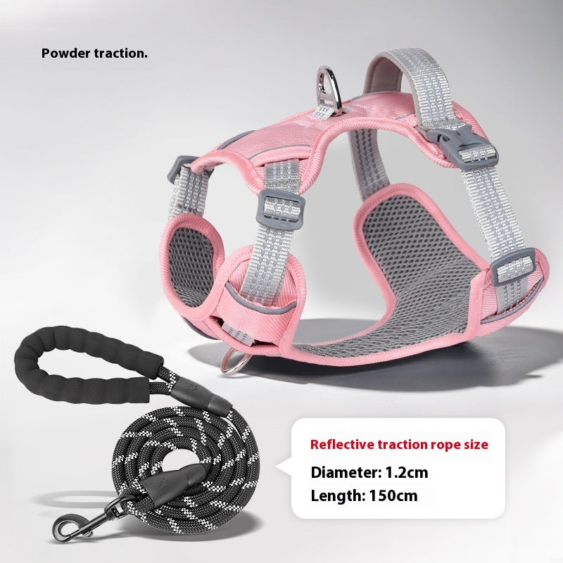 KFX-4402237 Adjustable Dog Leash with Chest Strap and Lead Rope in Various Colors