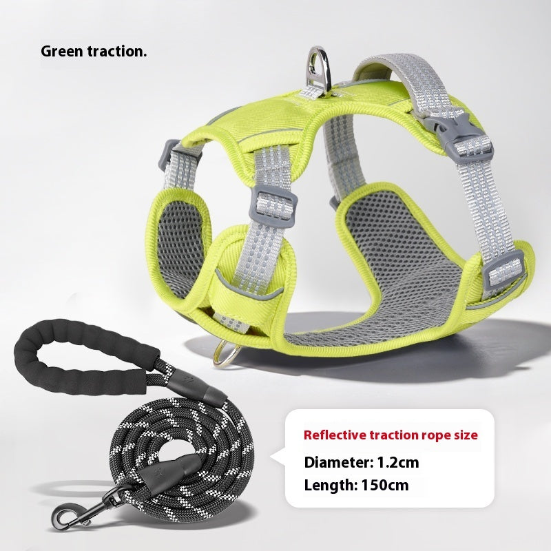 KFX-4402237 Adjustable Dog Leash with Chest Strap and Lead Rope in Various Colors