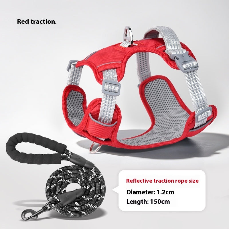 KFX-4402237 Adjustable Dog Leash with Chest Strap and Lead Rope in Various Colors