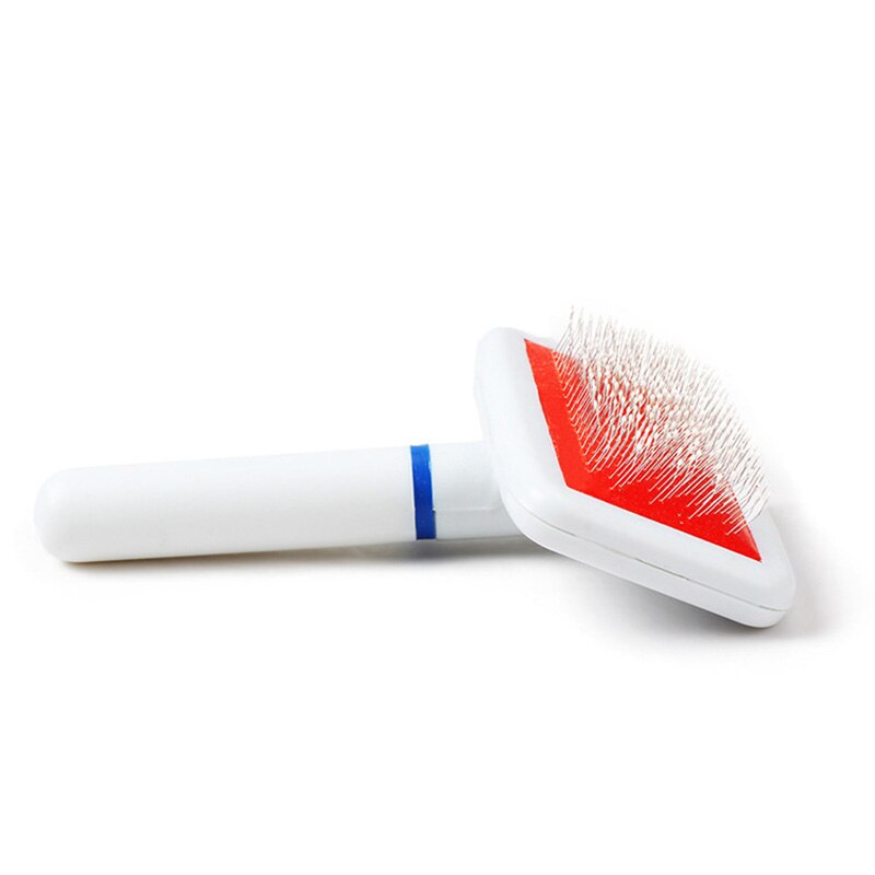 KFX-4403261 Fur Collar White Needle Comb for Dog and Cat Grooming with Protective Head and Plastic Handle