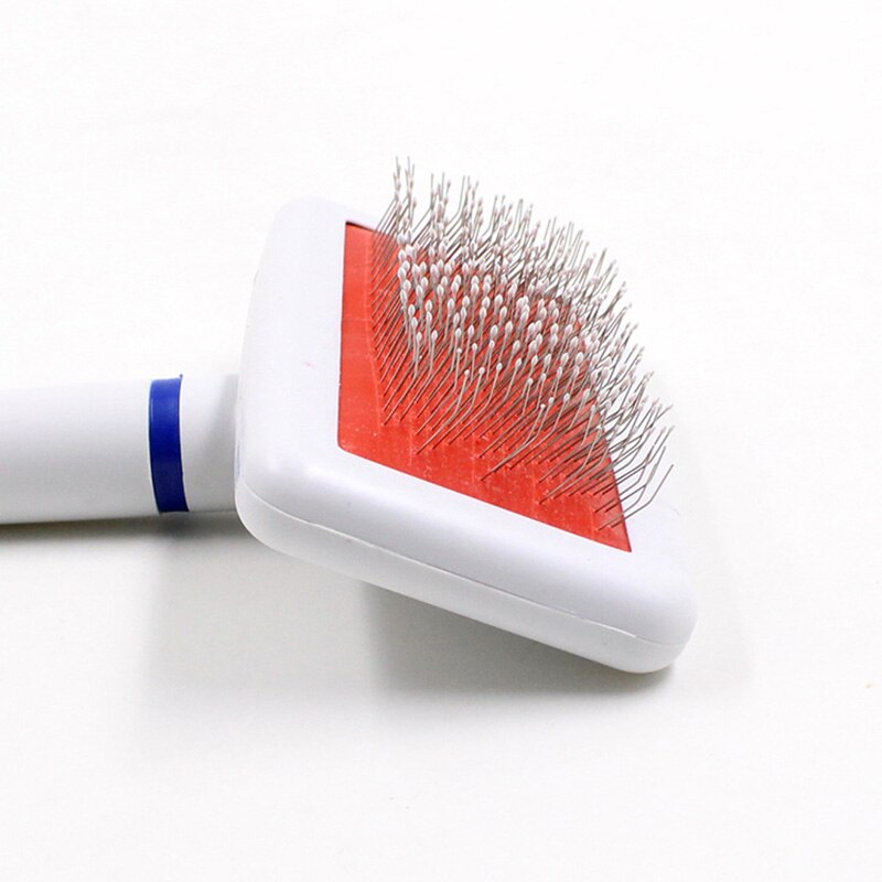 KFX-4403261 Fur Collar White Needle Comb for Dog and Cat Grooming with Protective Head and Plastic Handle