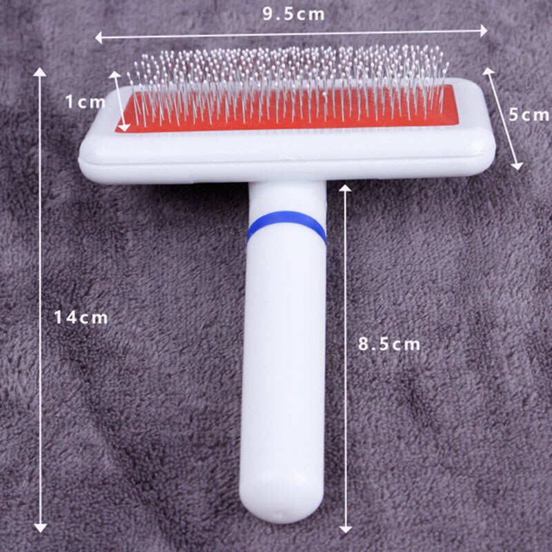 KFX-4403261 Fur Collar White Needle Comb for Dog and Cat Grooming with Protective Head and Plastic Handle