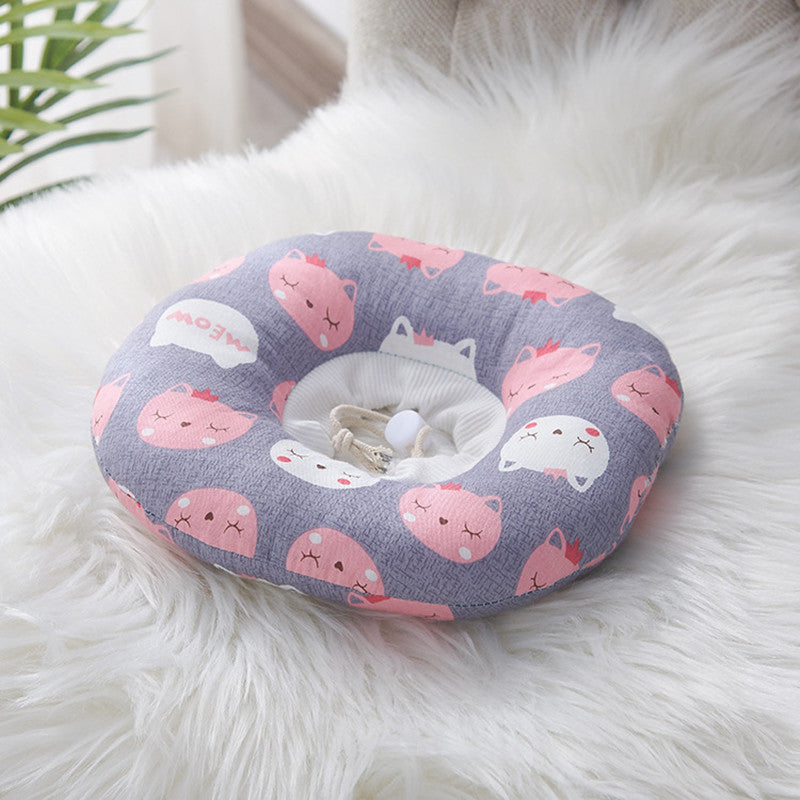 KFX-4403645 Adorable Cotton Pet Hats for Cats – Fun Designs: Pink Rabbit, Dinosaur, Gray Fish, Yellow Watermelon, Cat Face, Pineapple, Green Forest - Size XS to L